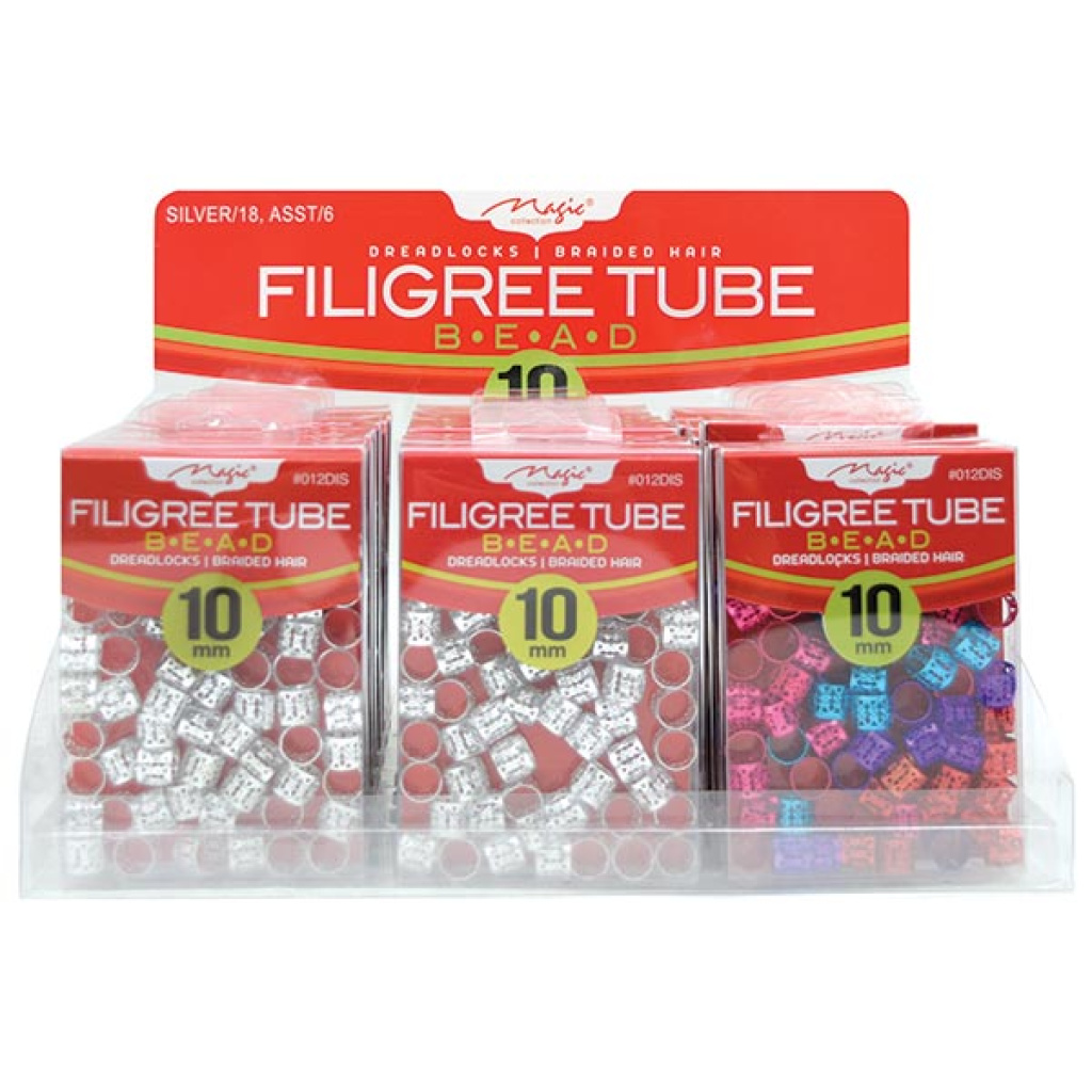 FILIGREE TUBE (10mm)AST.COLOR (60pcs) (CLAM SHELL)