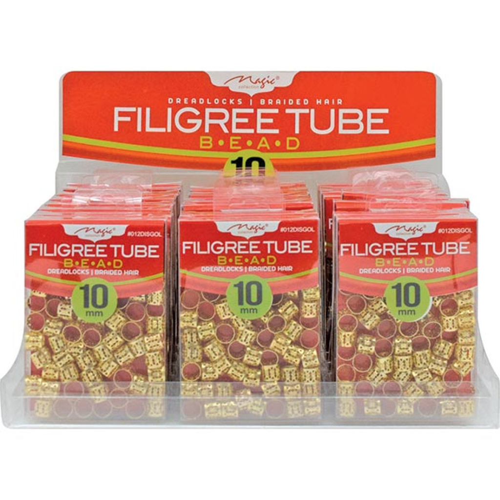 FILIGREE TUBE (10mm) GOLD (60pcs) (CLAM SHEEL)