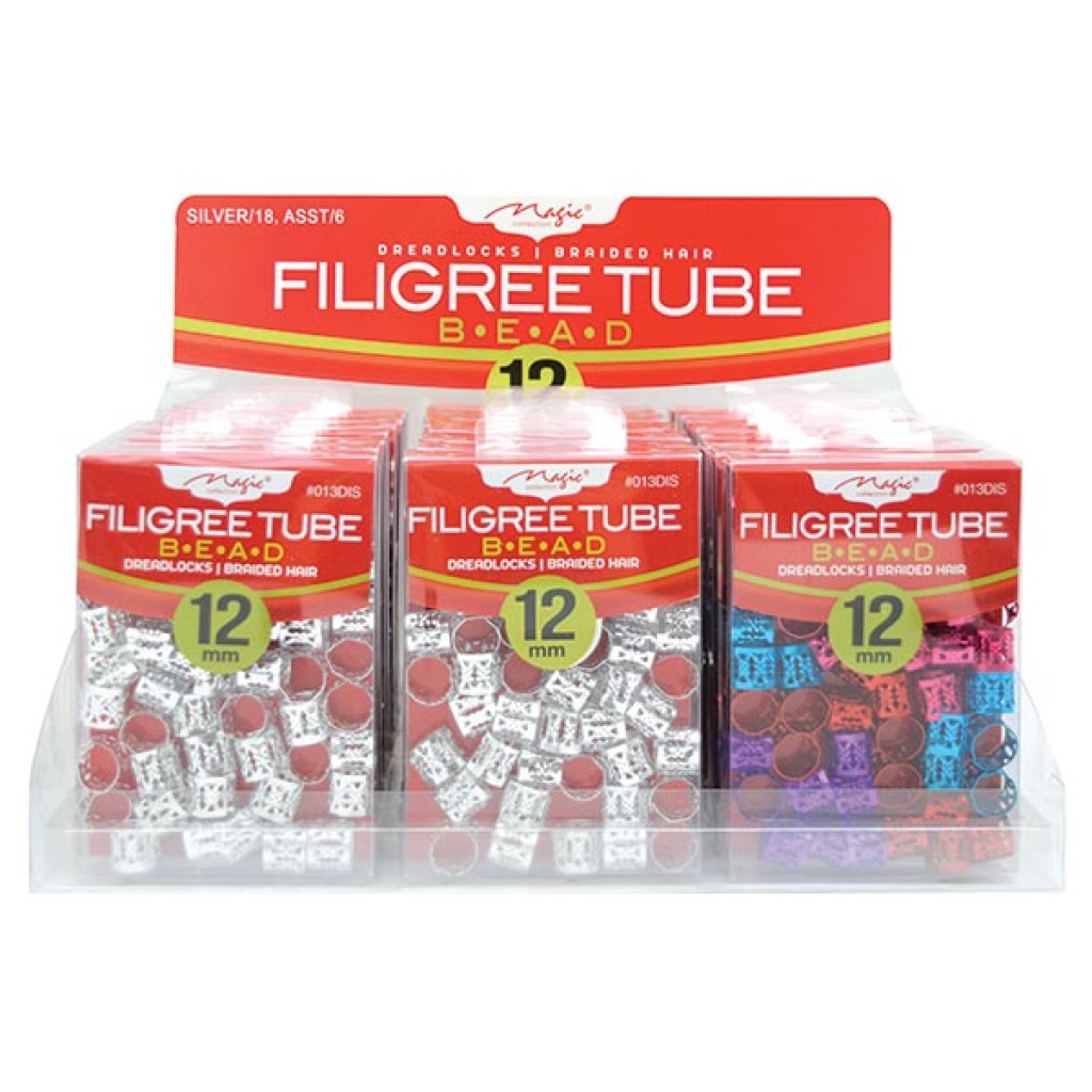 FILIGREE TUBE (12mm) AST.COLOR (50pcs)(CLAM SHEEL)