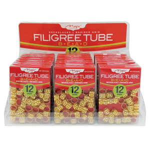 FILIGREE TUBE (12mm) GOLD (50pcs) (CLAM SHEEL)