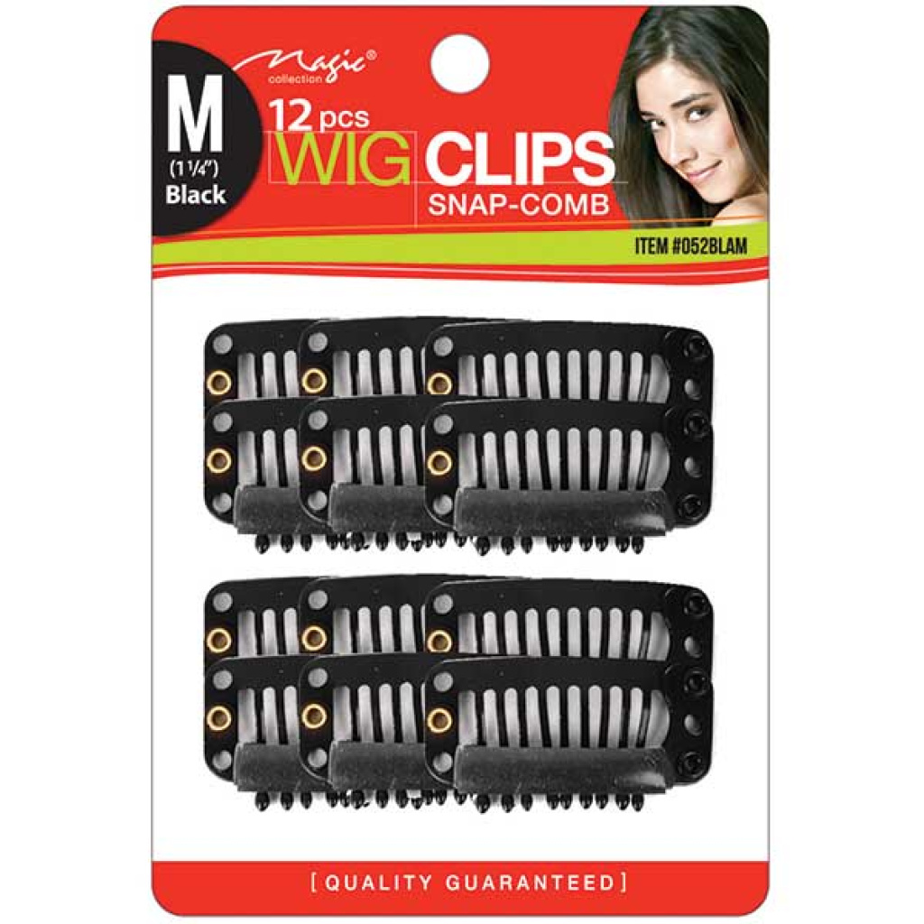WIG CLIP 12 PCS BLACK (M)(12DZ/96DZ/CS)