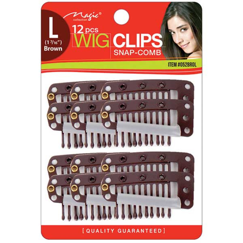 WIG CLIP 12 PCS BROWN (L)(12DZ/96DZ/CS)