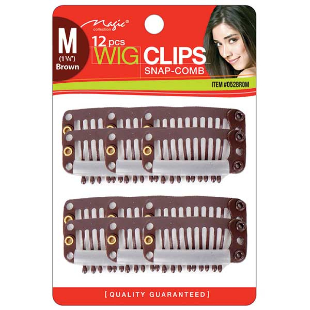WIG CLIP 12 PCS BROWN (M)(12DZ/96DZ/CS)