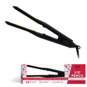 Hot & Hotter Pencil Ceramic Tourmaline Flat Iron 3/10 Inch, 1 Count Thin Hair Straightener, Black