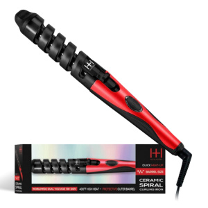 Hot & Hotter Ceramic Spiral Curling Iron 3/4in, 1 Count Hair Curler, Red & Black