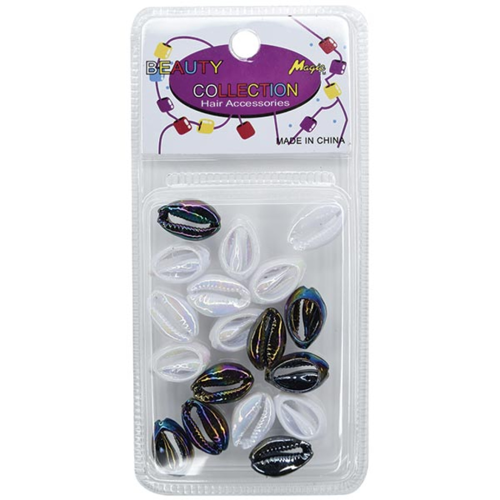 METALLIC SHELL BEAD **BLA & WHI** (12DZ/CS)