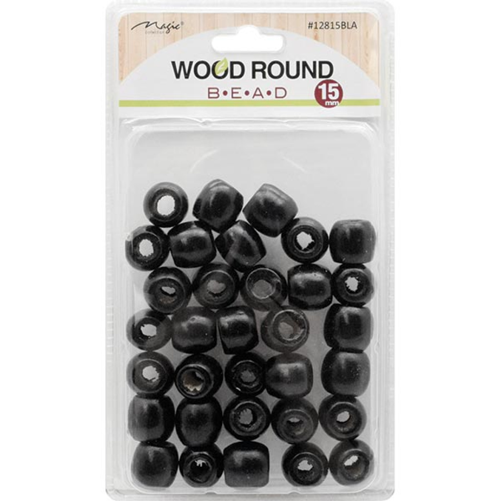 WOOD BEAD (L) BLACK #12826(16/CS)