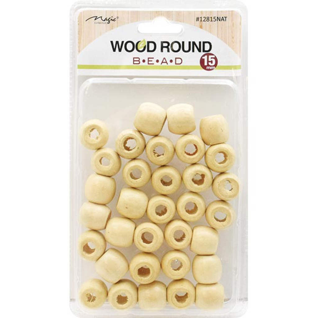 WOOD BEAD (L) NATURAL #12828(24/CS)