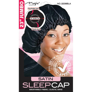 JUMBO SATIN SLEEP CAP BLACK(36/CS)