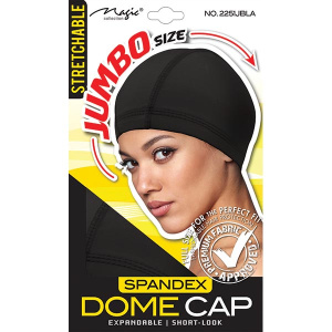 LADIES SPANDEX DOME CAP BLACK (JUMBO) (36/CS)