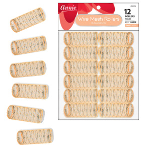 Annie Wire Mesh Hair Rollers 1 1/2 Inch X-Large, 12 Count, Peach