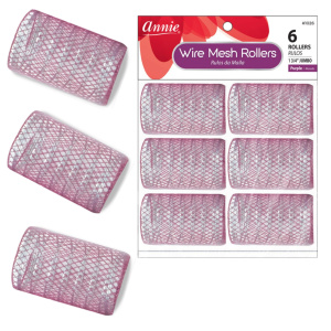 Annie Wire Mesh Hair Rollers 1 3/4 Inch Jumbo, 6 Count, Purple