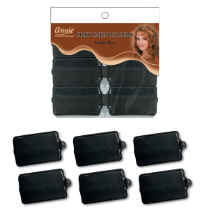 Annie Silky Satin Hair Rollers Jumbo, 6 Count Black