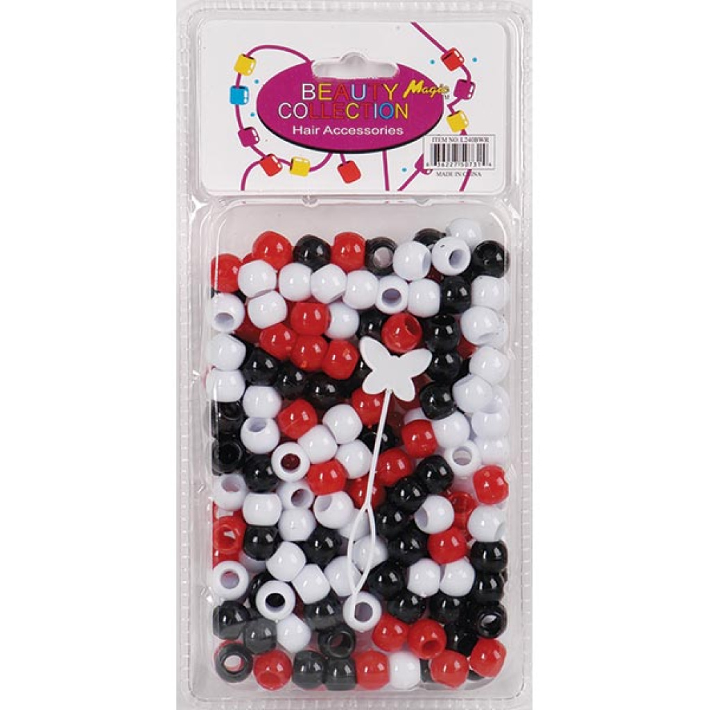 ROUND BEAD 70 LARGE BLA/WHI/RED (240/6/12)