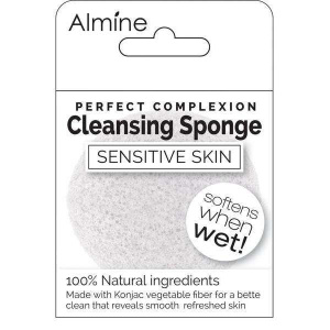 Almine Facial Konjac Cleansing Sponge, 1 Count, White