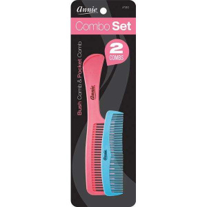 Annie Comb Combo Set, 2 Count Bush & Pocket Combs, Pink & Blue