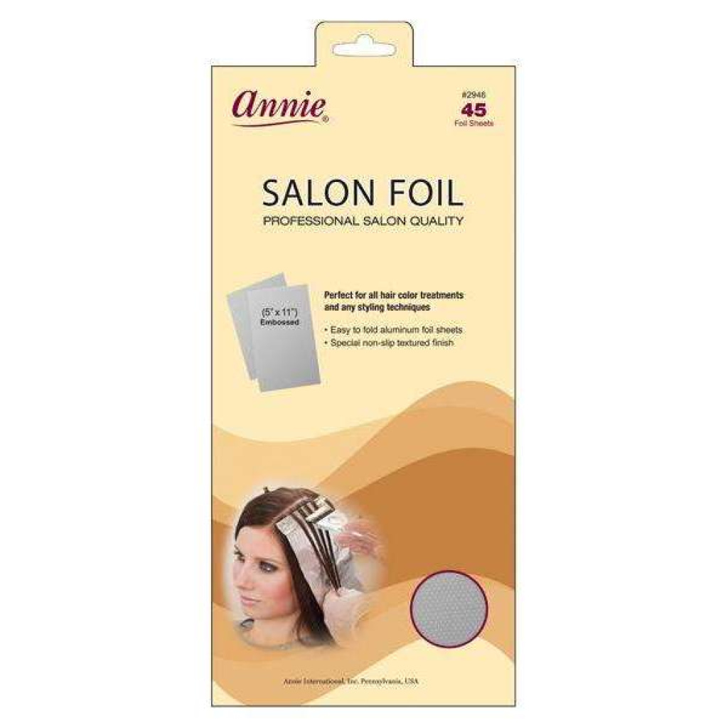 Annie Aluminum Salon Foil Sheets 45 Count, Professional Metal Strips, Silver