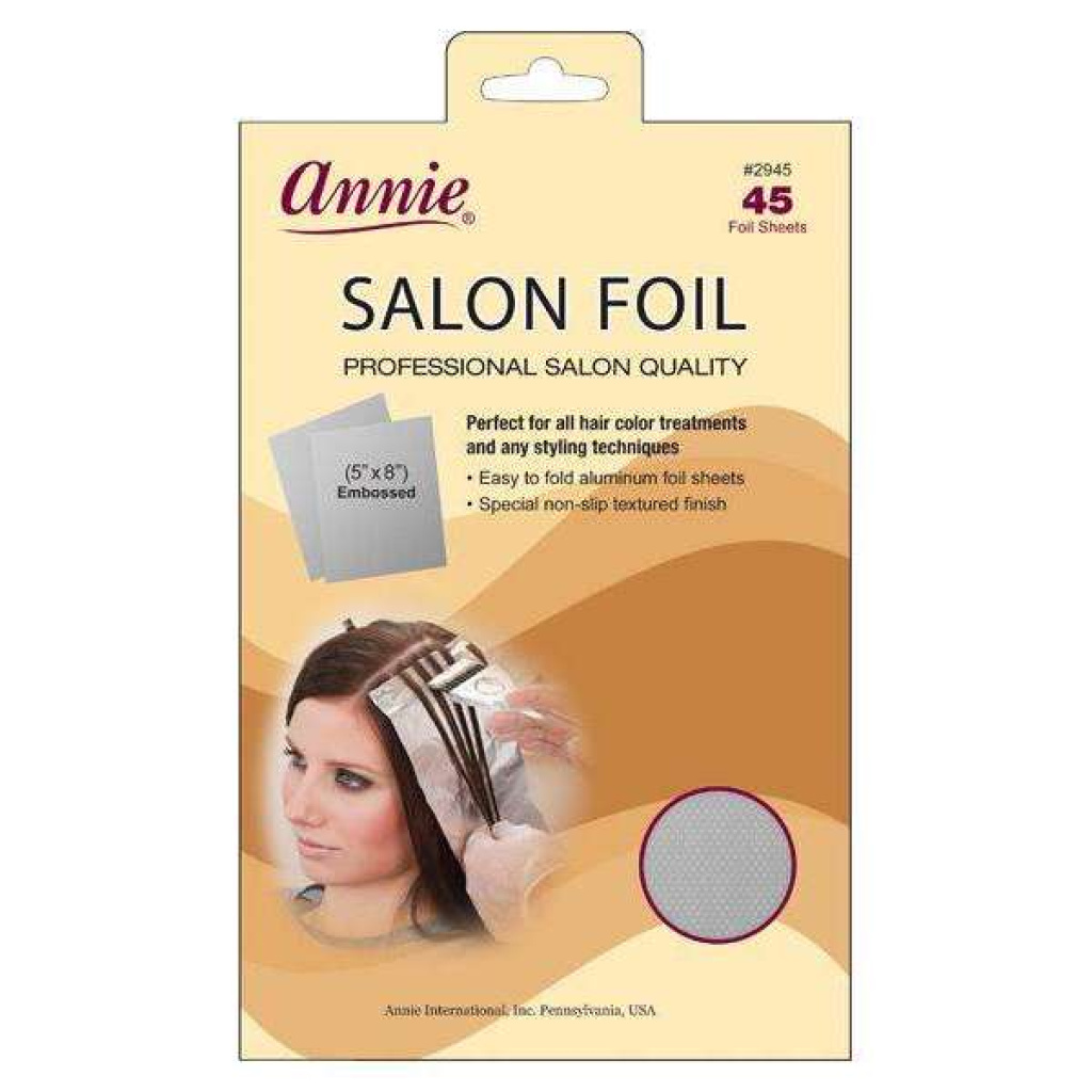 Annie Aluminum Salon Foil Sheets, 45 Count Professional Metal Strips, Silver