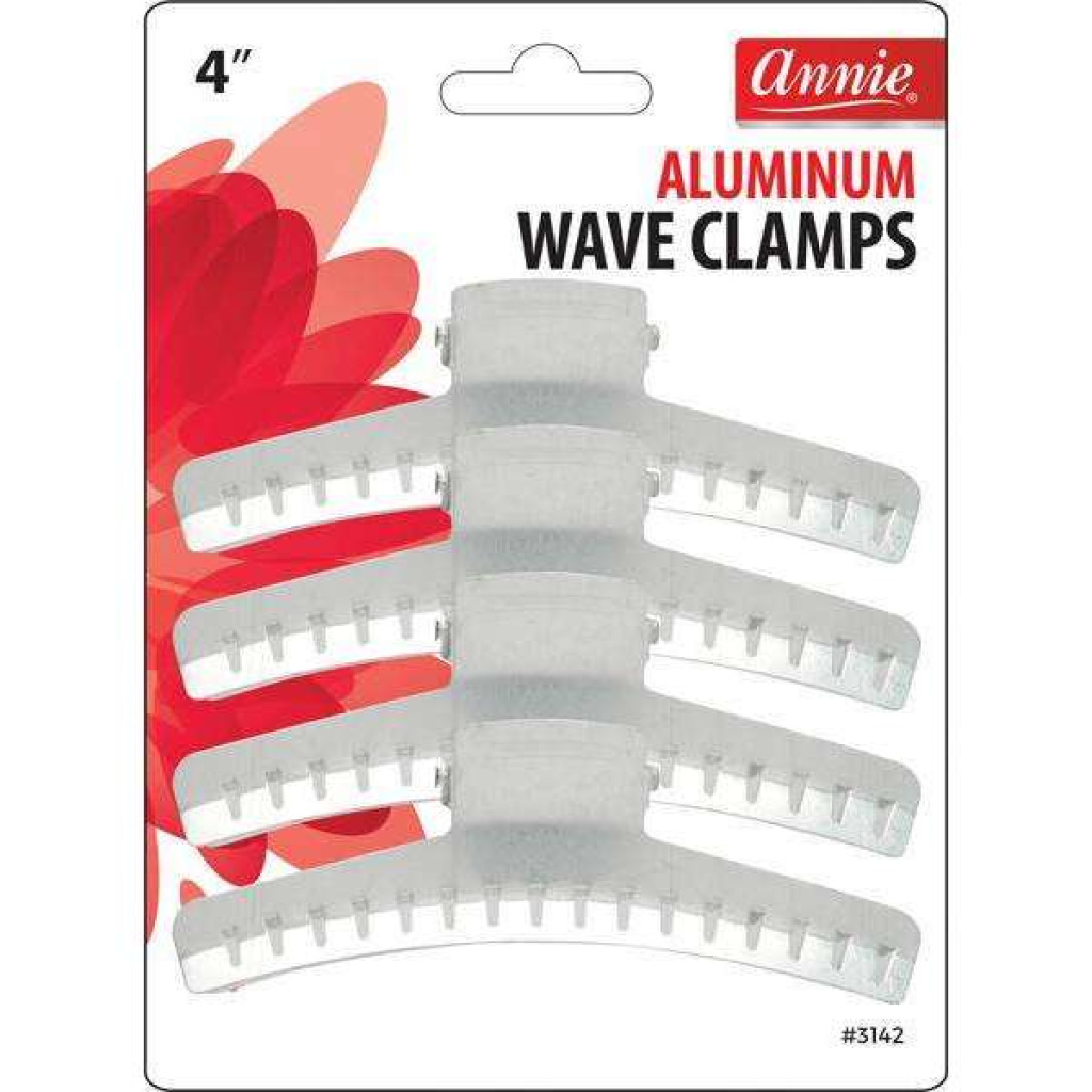 Annie Aluminum Wave Clamps 4 Inch, 4 Count, Silver