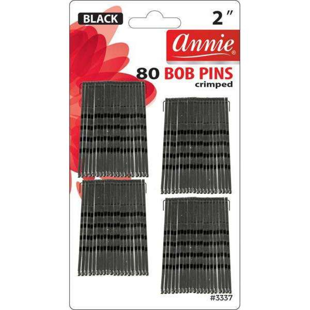 Annie Bob Pins Crimped 2 Inch, 80 Count, Black