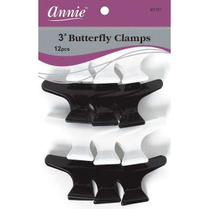 Annie Salon Butterfly Hair Clamps 3 Inch, 12 Count, Assorted Colors