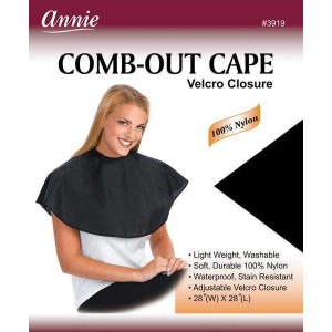 Annie Comb-Out Cape Velcro Closure, 1 Count, Black