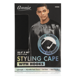 Annie Premium Styling Cape with Stretchable Hook, 1 Count, Black