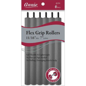 Annie Flex Grip Hair Rollers 11/16 Inch, 6 Count, Gray
