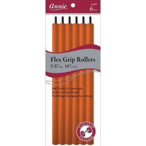 Annie Flex Grip Hair Rollers Extra-Long 5/8 Inch, 6 Count, Orange