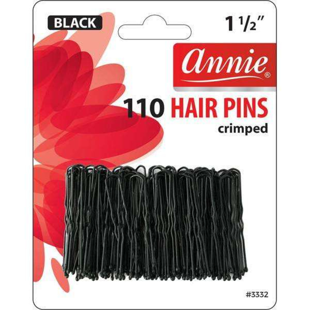Annie Hair Pins Crimped 1 1/2 Inch, 110 Count, Black