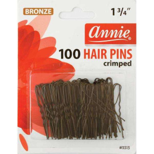 Annie Hair Pins Crimped 1 3/4 Inch, 100 Count, Bronze