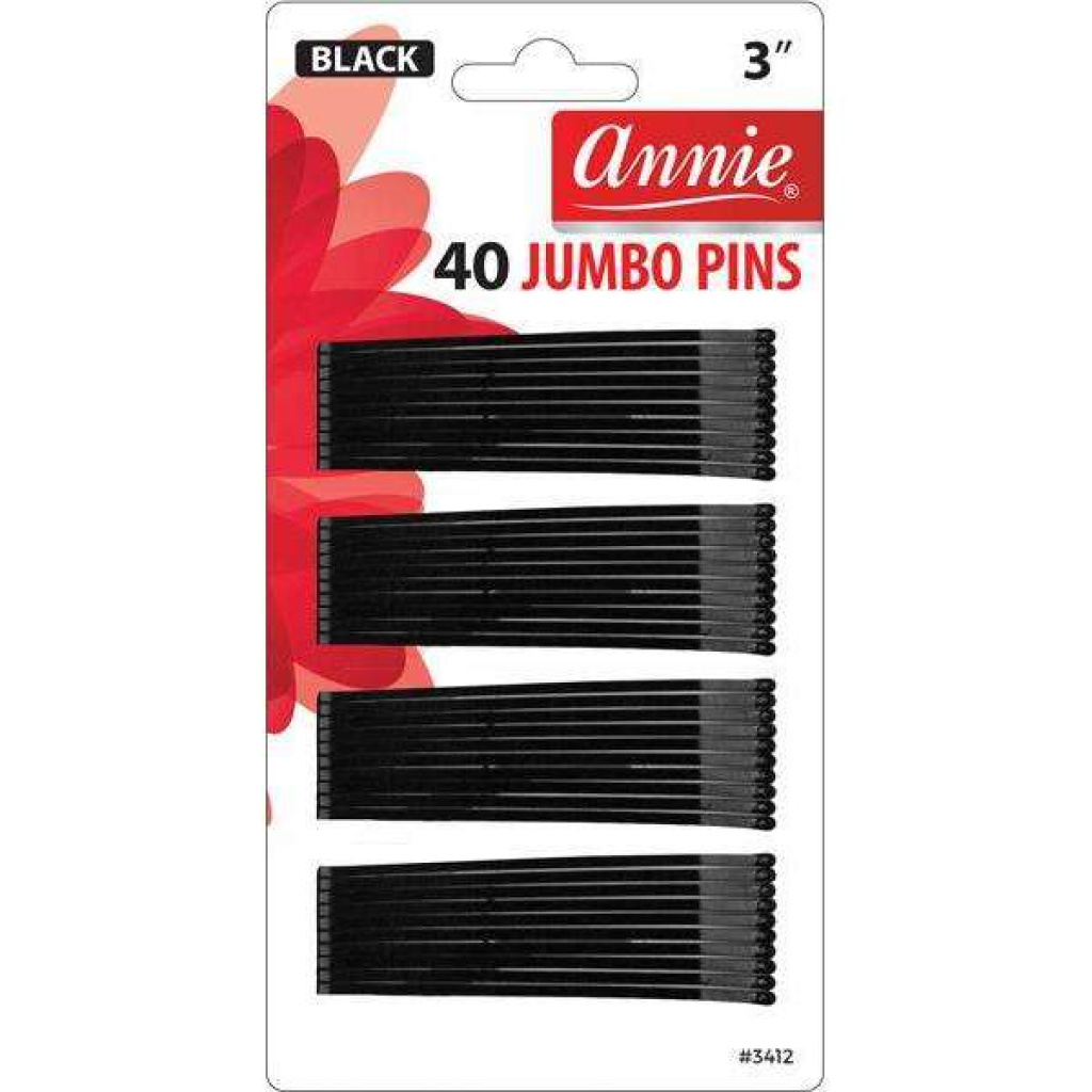 Annie Jumbo Bob Pin 3 Inch, 40 Count, Black