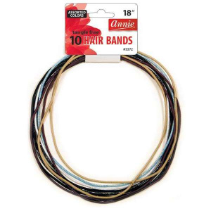 Annie Tangle Free Hair Band 18 Inch, 10 Count, Assorted Color