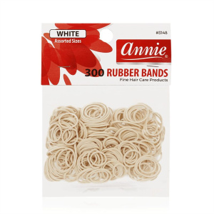 Annie Hair Rubber Bands Assorted Sizes, 300 Count, White