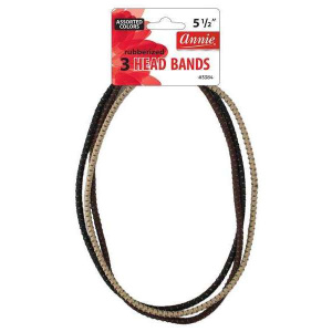 Annie Rubberized Headbands 18 Inch, 3 Count, Assorted Color