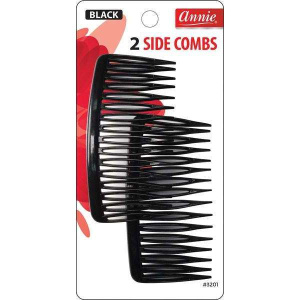 Annie Side Combs Large, 2 Count, Black