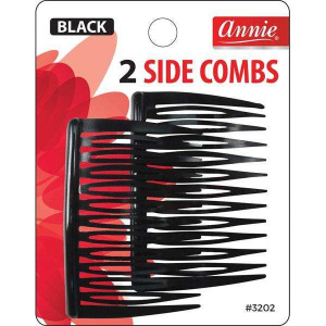 Annie Side Combs Medium, 2 Count, Black