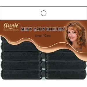Annie Silky Satin Hair Rollers Small, 12 Count, Black
