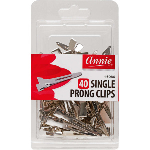 Annie Single Prong Metal Hair Clips, 40 Count, Silver