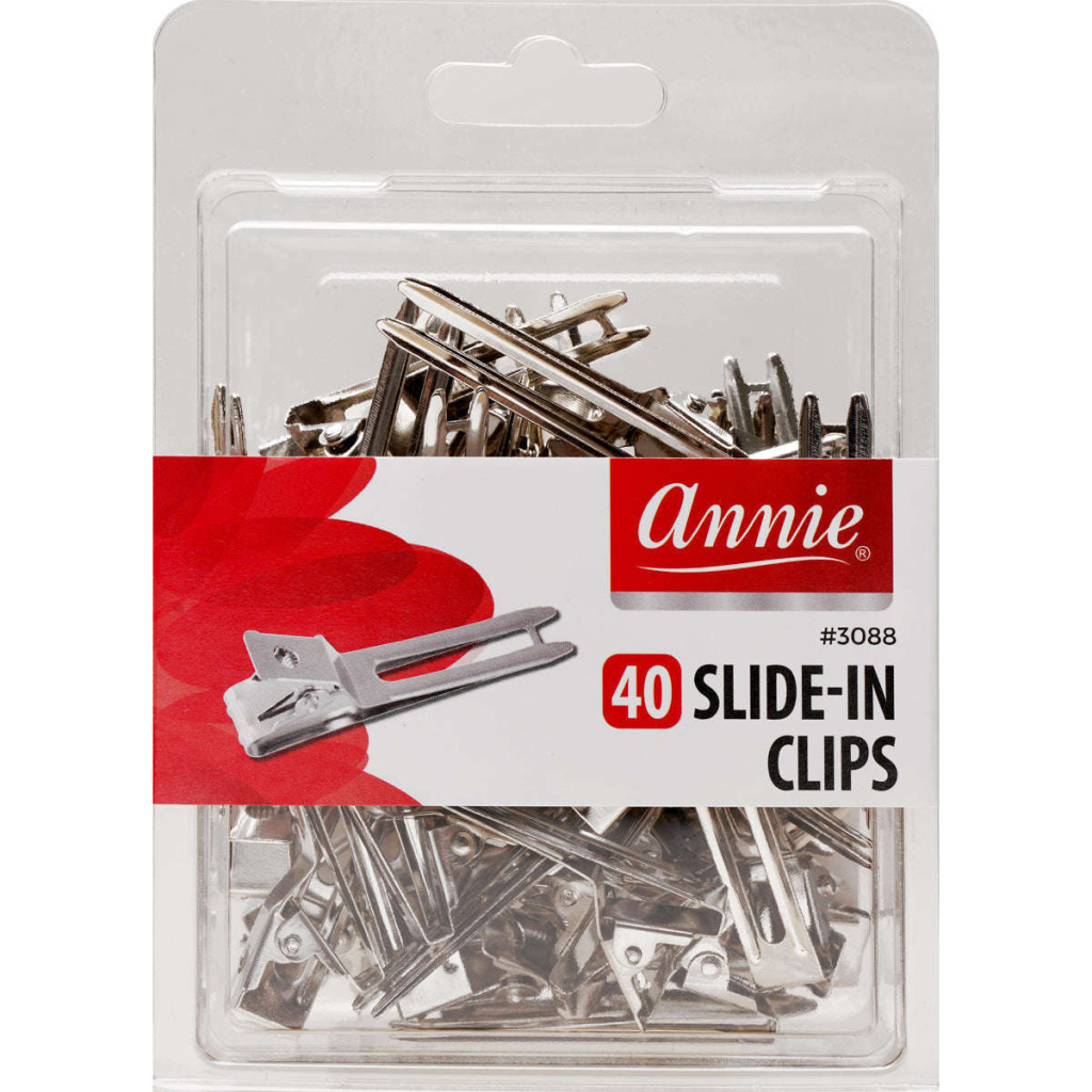Annie Slide-In Metal Hair Clips, 40 Count, Silver