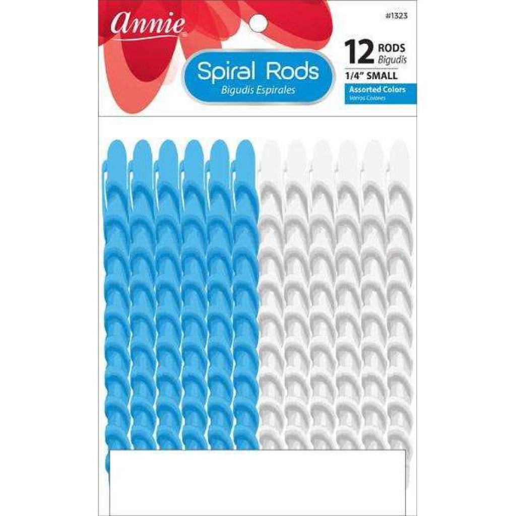 Annie Spiral Hair Rods Small, 12 Count, White and Blue