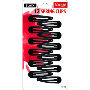 Annie Spring Hair Clips, 12 Count, Black