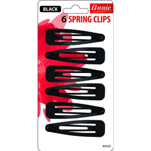 Annie Spring Hair Clips, 6 Count, Black