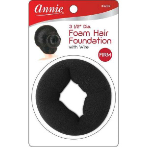 Annie Wired Foam Hair Bun 3 1/2 Inch, 1 Count, Black