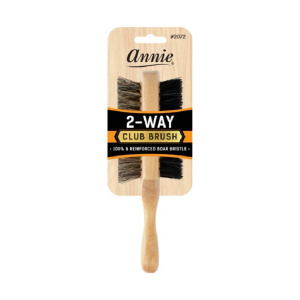 Annie Two Way Club Boar Bristle Brush, Soft and Hard, 1 Count, Light Brown