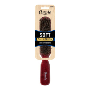 Annie Soft 5 Row Wooden Brush, 100% Boar Bristle, Dark Brown