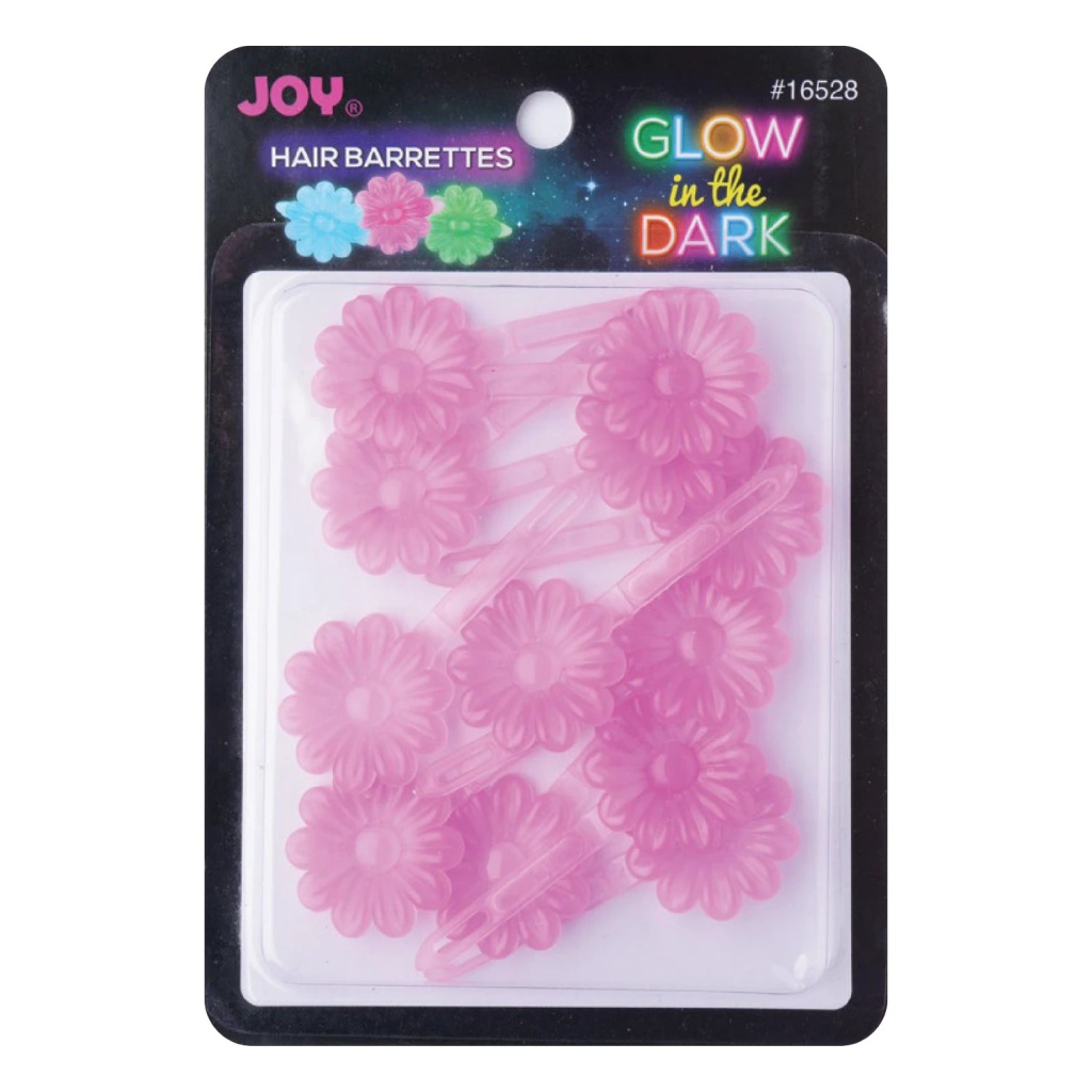 Joy Barrettes Glow-in-the-Dark, 12 Pieces, Pink Daisy
