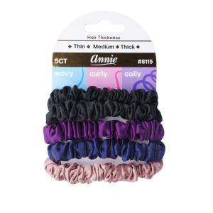 Annie Satin Twister Scrunchie Thin 5ct Asst.