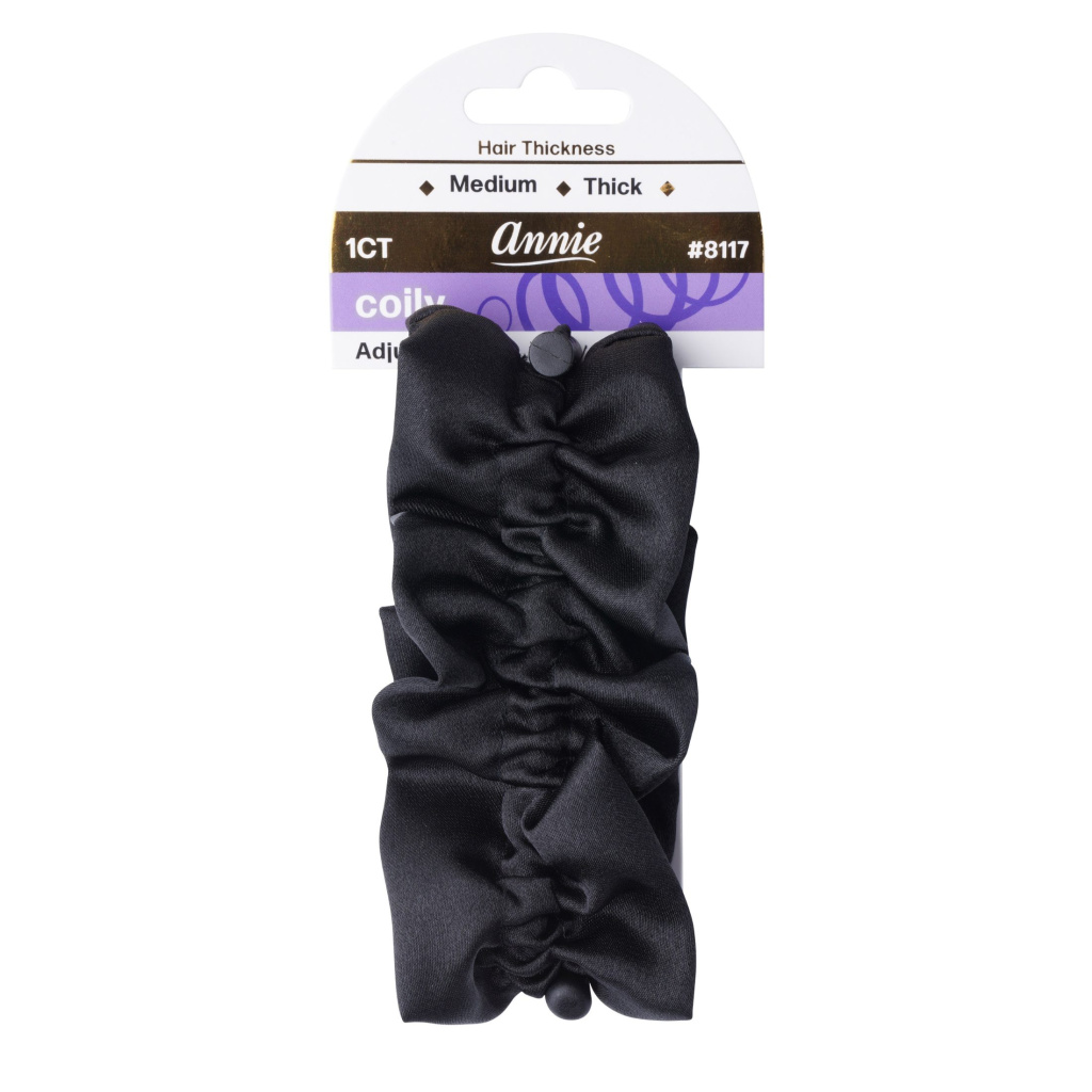Annie Satin Adjustable Scrunchie Large, 1 Count, Black