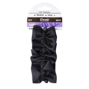 Annie Satin Adjustable Scrunchie Large, 1 Count, Black